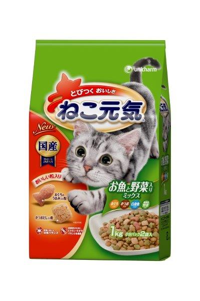 ねこ元気 お魚と野菜ミックス 1Kg×10