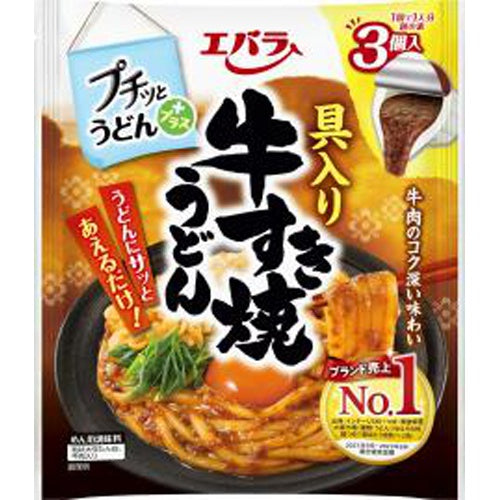 エバラ　プチッとうどんプラス　具入り牛すき焼うどん×12