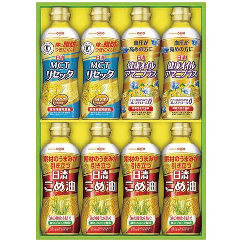 日清オイリオ こめ油＆ヘルシーオイルギフト（MCTリセッタ・健康オイルアマニプラス各2本・こめ油4本） BPH-40 1235-040