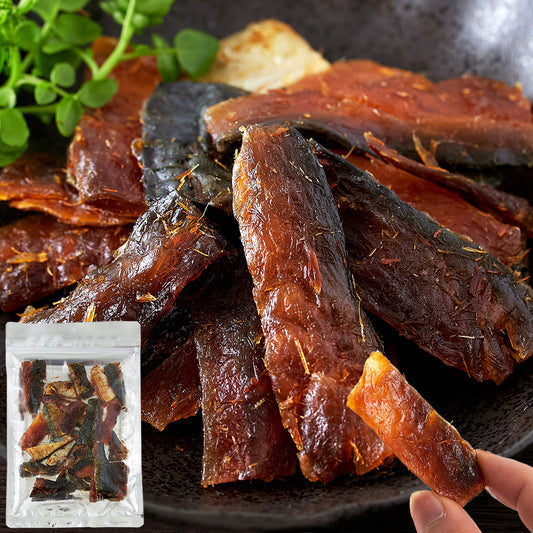 旨味と脂がジュワ～!!新鮮な鯖をつかった柔らか仕上げの新感覚おつまみ!!焼さばジャーキー120g×3