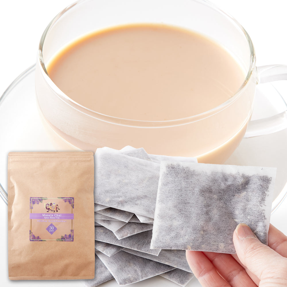 レンジで簡単！本格チャイをお手軽に！ マサラチャイスパイスブレンドティー30包×3